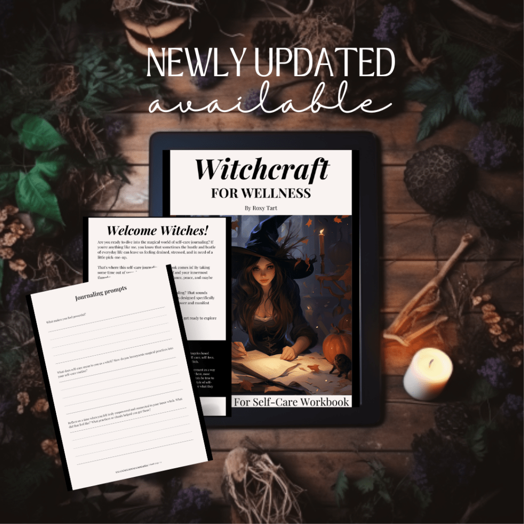 cover art and pages for the book Witchcraft for wellness