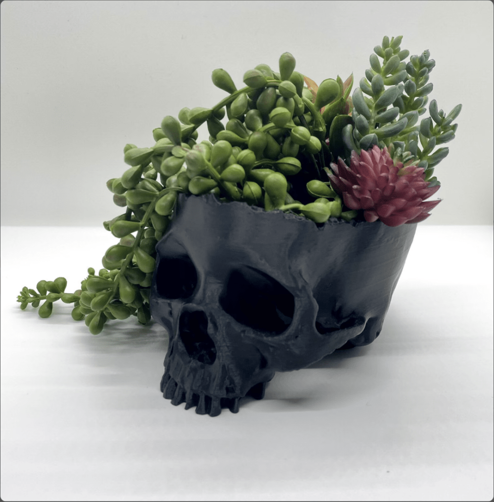halloween home decor ideas skull planter 