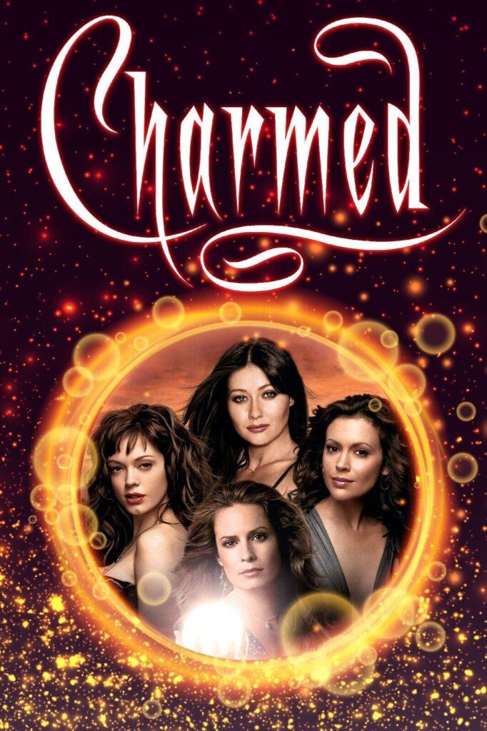 Charmed poster with the four witch sisters. classic Witchy show on Netflix