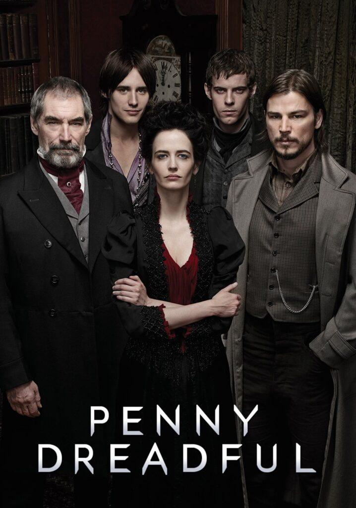 Penny Dreadful poster featuring classic horror characters. Witchy show on Netflix